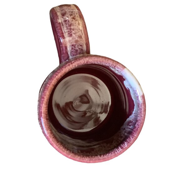 Deneen Pottery Love Your Melon Handthrown Coffee Cup Mug Red Drip Glaze USA - Picture 6 of 6